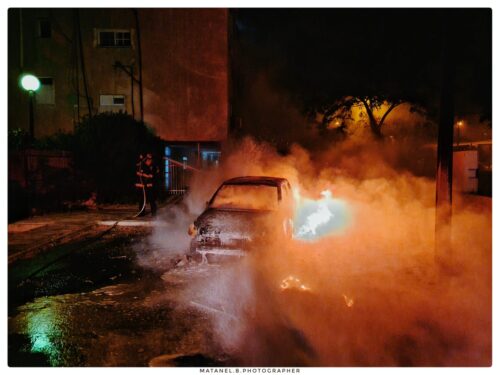 שריפת רכב ברחוב סוקולוב בב״ש