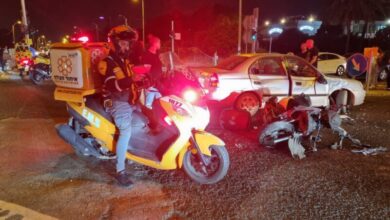 תאונת דרכים - אופנוע - רכב - לילה