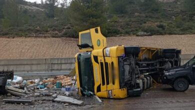 כביש 375 - עוקף חוסאן - משאית שהתהפכה